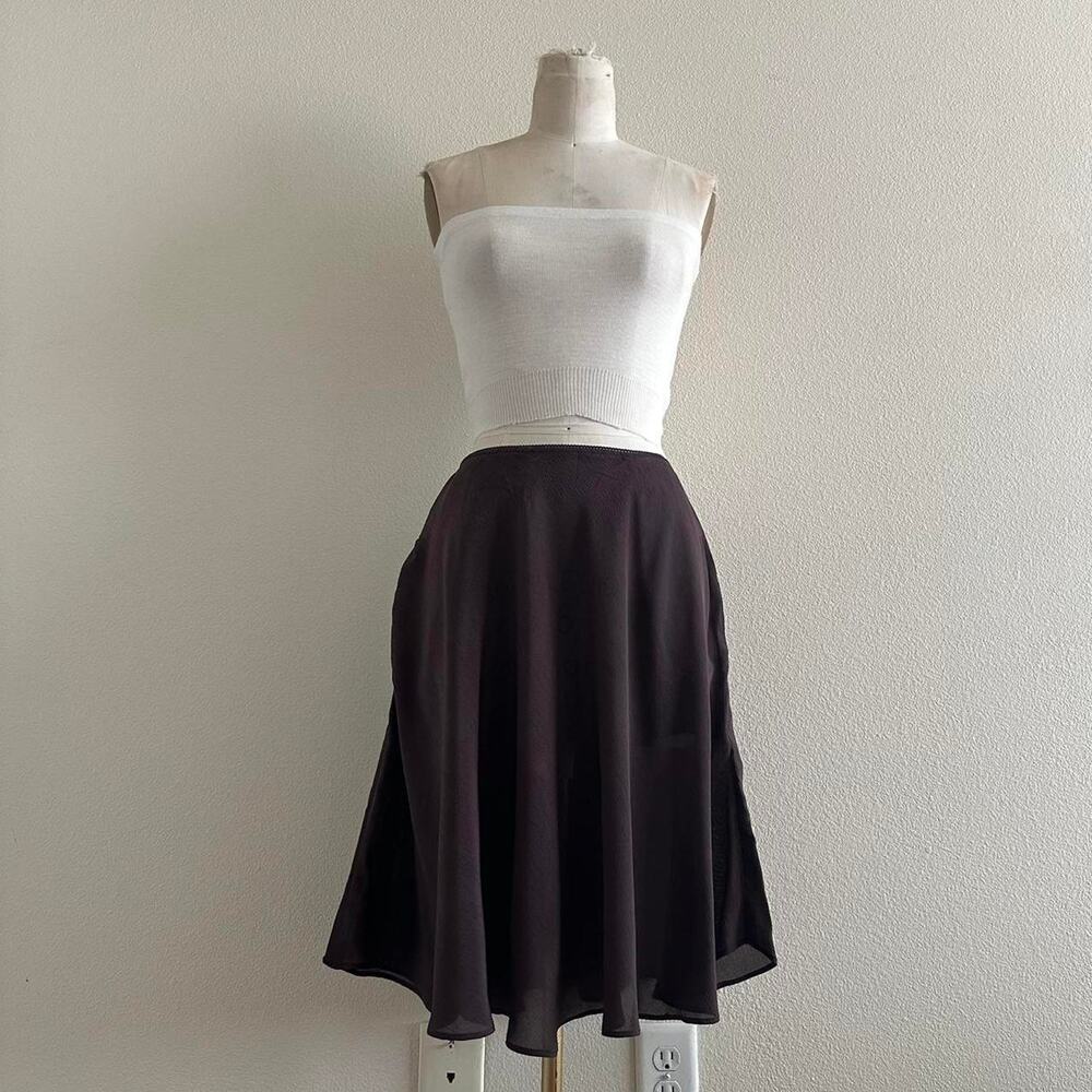 handmade brown midi skirt with elastic waistband